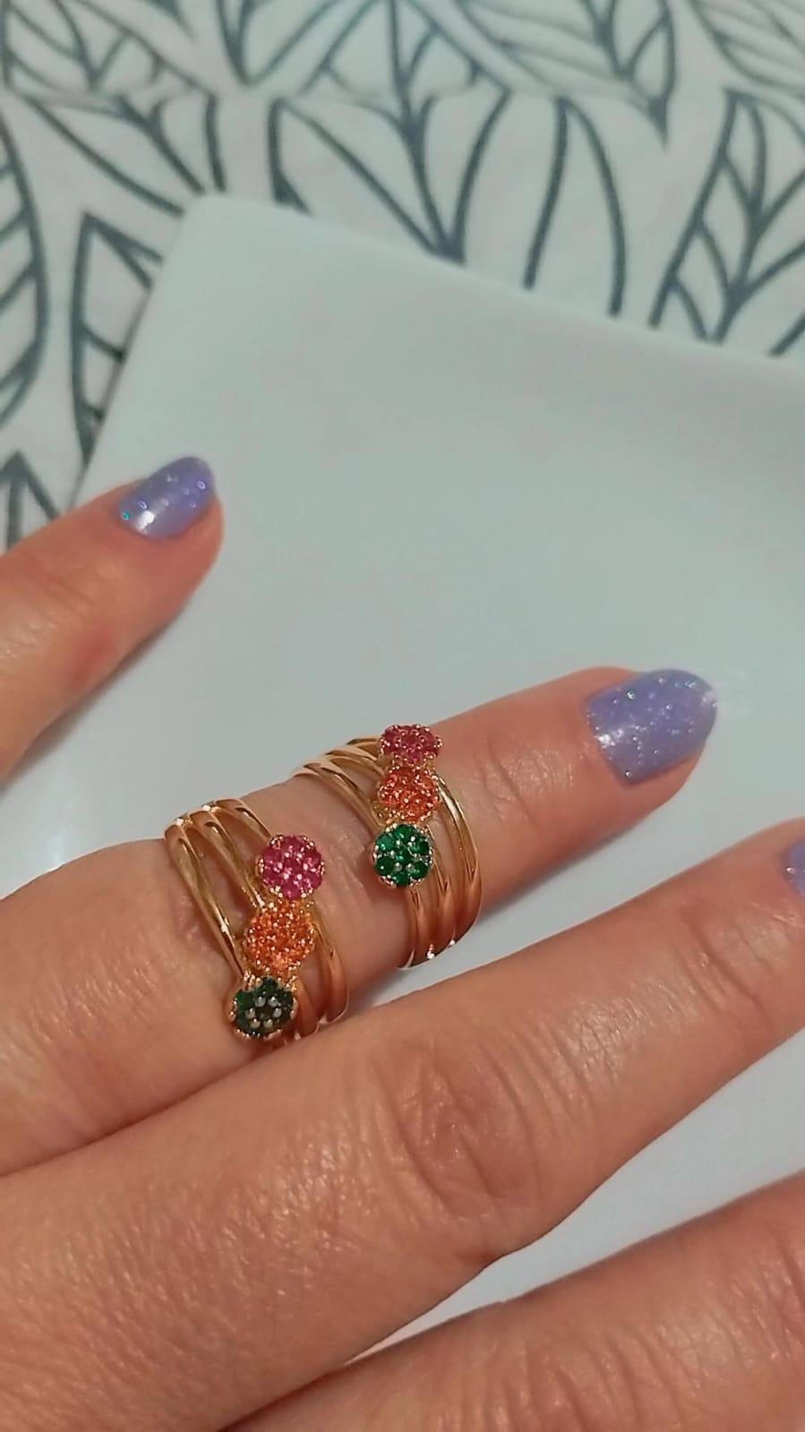 Anel floral triplo TAM 16 e 18